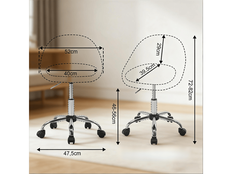  Chaise de bureau pivotante réglable en hauteur avec double coussin - lpospi - base à 5 roulettes, velours - gris clair  - Conforama D