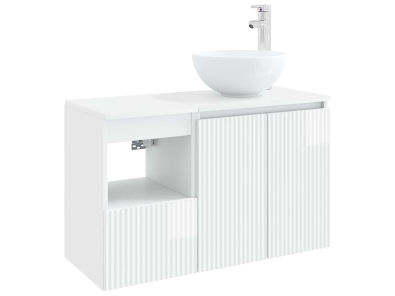  Ensemble de mobilier de salle de bain 2 pc blanc brillant cf64000  - Conforama A