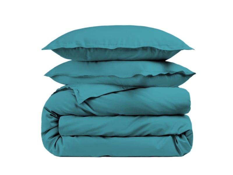  Housse de couette unie 100% percale de coton 80 fils + taie(s) 65x65 cm – fabriquée en europe – doux et respirant - oeko-tex®  - Conforama A