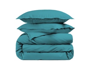 Housse de couette unie 100% percale de coton 80 fils + taie(s) 65x65 cm – fabriquée en europe – doux et respirant - oeko-tex®