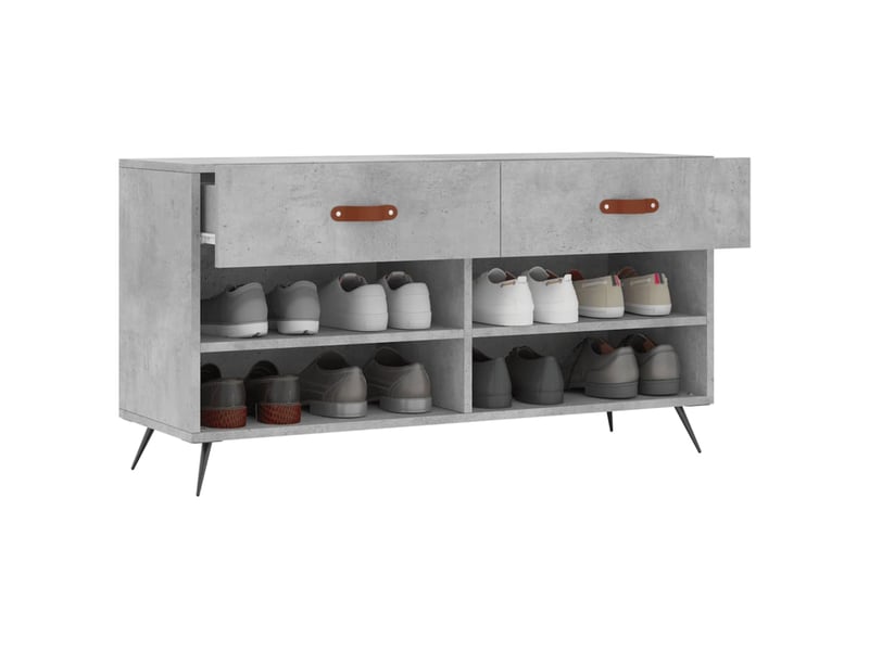  Banc à chaussures, meuble à chaussures gris béton 102x35x55 cm bois d'ingénierie shl7727  - Conforama D