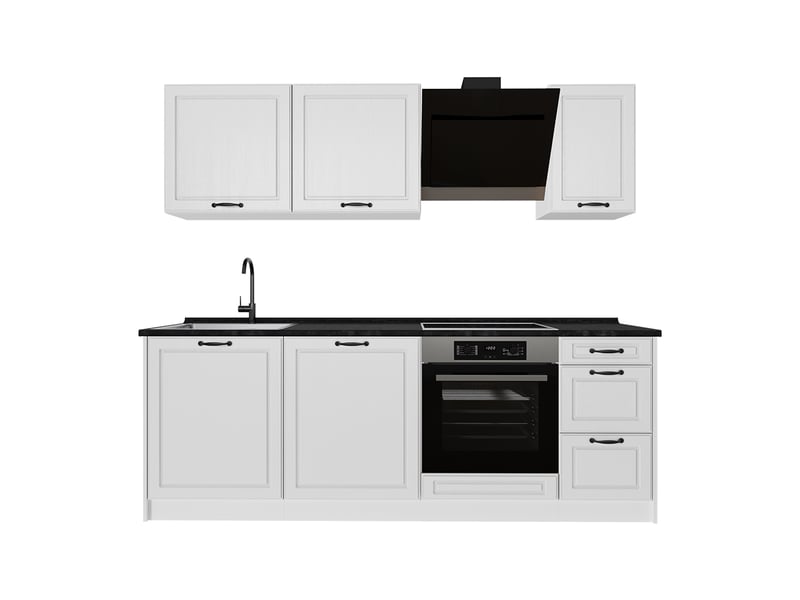  Vicco cuisine, blanc campagneblanc, 220cm plan de travail anthracite  - Conforama A