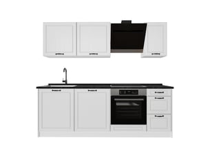 Vicco cuisine, blanc campagneblanc, 220cm plan de travail anthracite