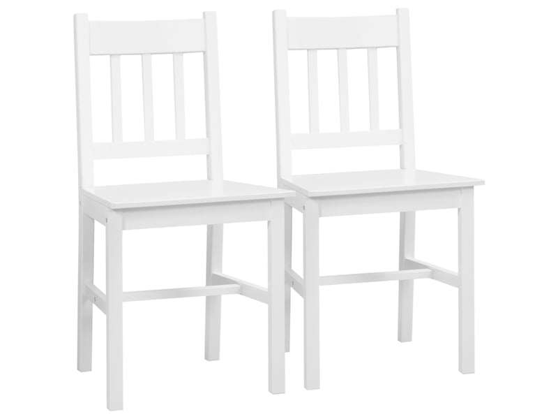 Lot de 2 chaises de salle à manger en bois massif blanc, 41 x 46,5 x 85,5 cm, style classique pour cuisine  - Conforama D