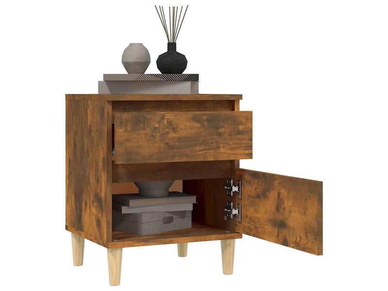  Lot de 2 table de chevet chanmbre, table d'appoint chêne fumé 40x35x50 cm  - Conforama D