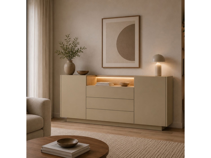  Buffet haleli, enfilade 3 tiroirs, 176x40x83h cm marron clair Haleli - Conforama B