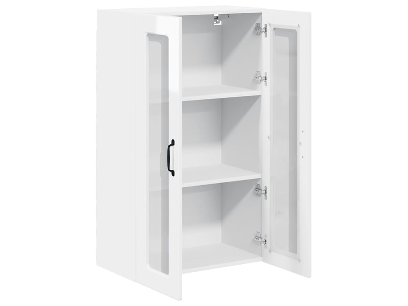  Meuble mural de cuisine, cabinet en verre mural blanc brillant 60x31x100cm  - Conforama E
