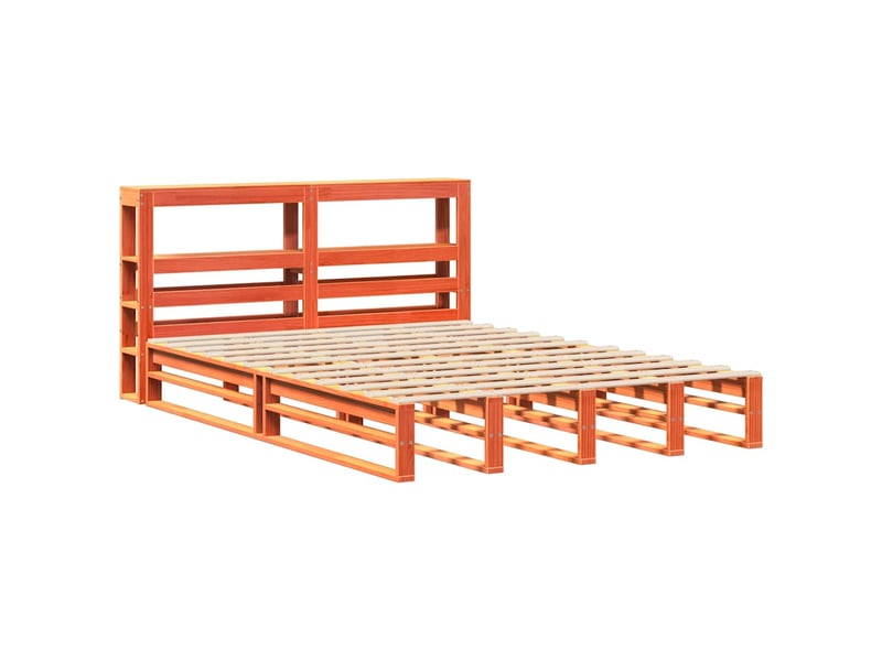  Lit double- lit adulte -  cadre de lit sans matelas  marron 135x190cm bois pin massif  - Conforama B