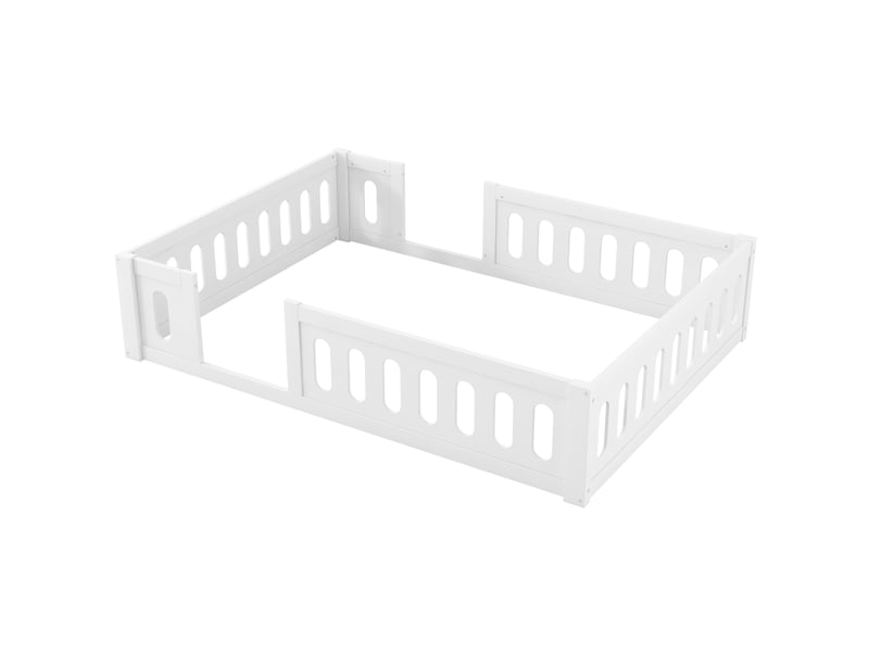 Lit simple en bois 140x200 avec garde-corps, blanc - Conforama D