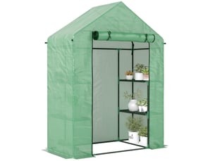 Serre de jardin avec étagères 3 niveaux, petite serre de balcon en bâche pe 140 g㎡ renforcée 141 x 72 x 191 cm, vert