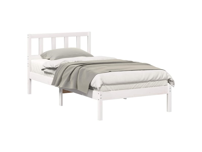  Lit simple- lit adulte -  cadre de lit avec tête de lit marron 100 x 200 cm pin massif  - Conforama A