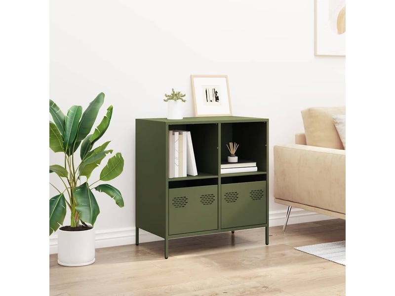  Buffet - bahut - meuble de rangement vert olive 68x39x73,5 cm acier laminé à froid  - Conforama C