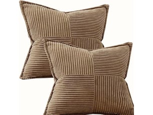 Lot de 2 taies d'oreiller housse de coussin légère et luxueuse, coutures croisées, bord pressé, housse de coussin pour canapé de salon, 45 x 45 cm, marron