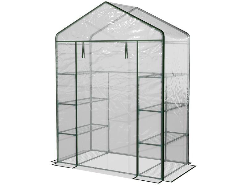  Serre de jardin en acier et pvc transparent avec porte enroulable, 143 x 73 x 195 cm, verte  - Conforama B