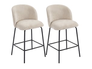 Lot de 2 tabourets de bar 50x55x93 cm en métal beige, doté de dossier et repose-pieds