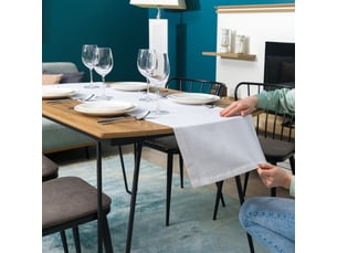 Chemin de table élégant - 40x160 cm - effet lin déperlant et imperméable - blanc
