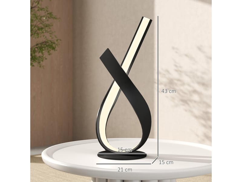  Lampe à poser design contemporain - lampe de table design spirale - alu. Noir led blanc chaud - dim. 21l x 15l x 43h cm  - Conforama C