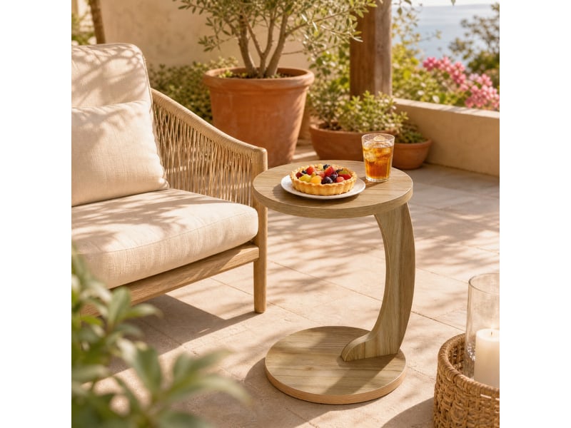  Table d'appoint c ronde 38x55 cm en mdf coloris chêne clair  - Conforama B