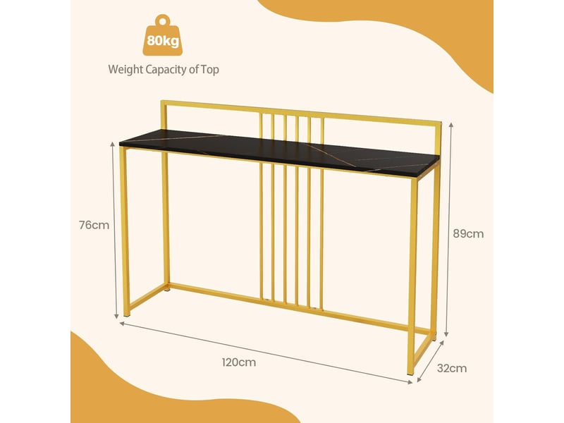 Table console d'entrée, meuble d'entrée, table haute et étroite, console économe en espace et moderne, avec structure métallique (noir)  - Conforama C