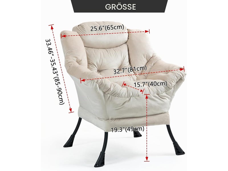  Fauteuil relax avec support de nuque et mousse haute densité, métal kaki  - Conforama E