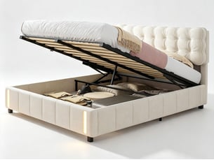 Lit coffre 140x190 cm <strong></strong> <strong></strong> coloris beige