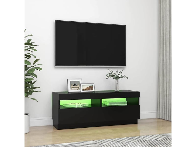  Meuble tv - banc tv - meuble de rangement avec lumières led noir 100x35x40 cm  - Conforama D