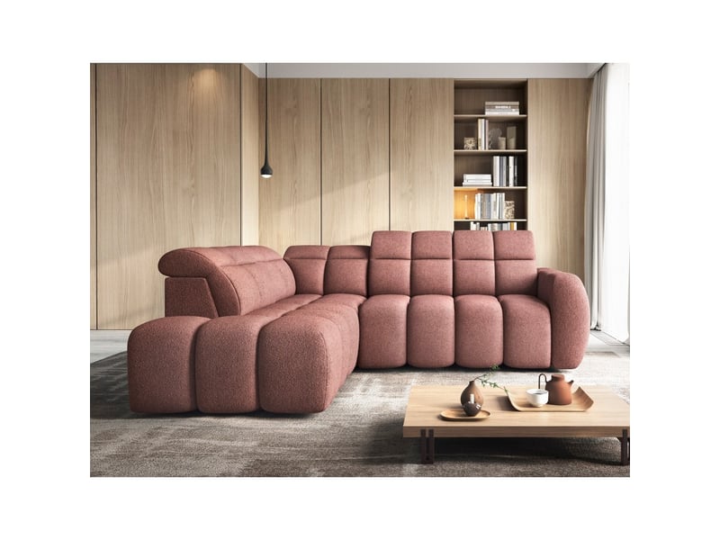  Canapé d'angle électrique ronda 4 places rouge clair – angle gauche  - Conforama D