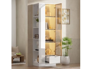 Vitrine coloris blanc 4 étagère(s) <strong>WISHDOR</strong> <strong></strong> - 50 cmx160 cm