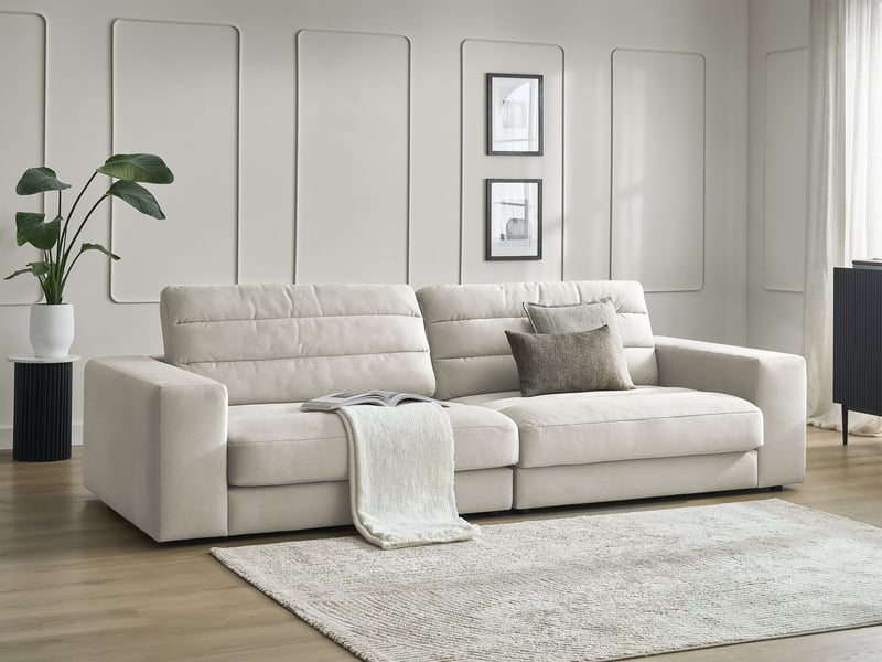  Bobochic canapé droit fixe 3 places sierra velours beige SIERRA - Conforama B