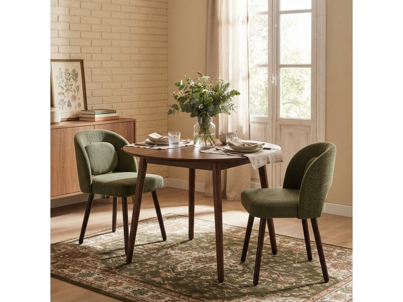  Lot de 2 chaises de salle à manger,avec pieds en bois,velours,vert foncé  - Conforama B