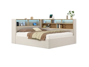 Lit coffre 140x200 cm COVREO coloris beige