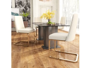 Chaise de salle à manger lot de 4 avec dossier matelassé en losanges et pieds métalliques dorés en velours beige