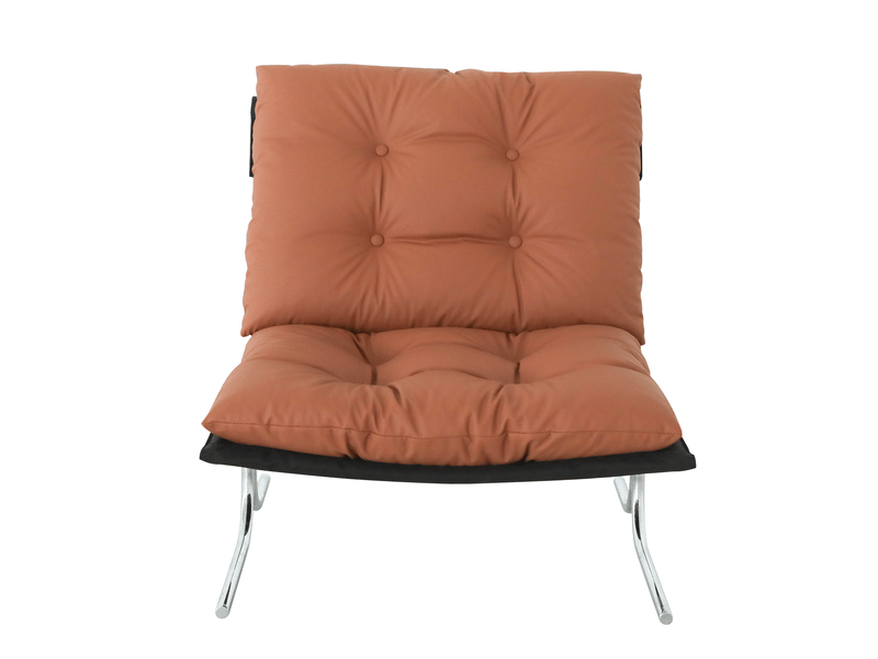  Siège rembourré en similicuir marron, pieds en métal chromé W5318S00017 - Conforama A