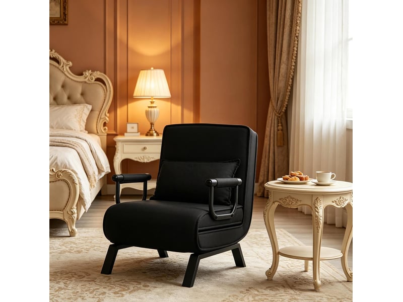  Fauteuil-lit convertible 3 en 1 noir avec dossier réglable  - Conforama B
