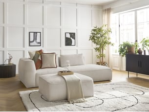 Canapé droit fixe BOBOCHIC LEOPOLD 4 places Tissu beige