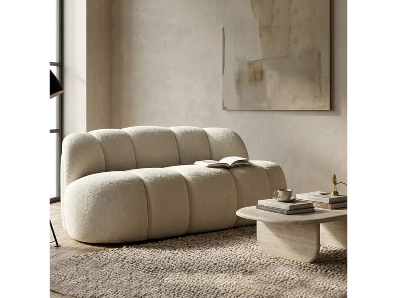 Canapé fixe 2 places alchi, assise 2, 82x58x147h cm blanc Alchi - Conforama B