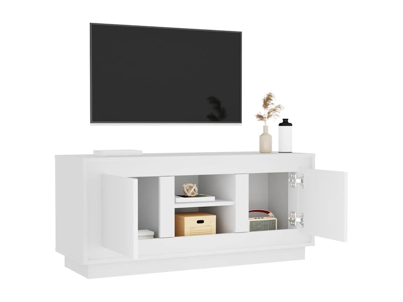  Meuble tv - banc tv - meuble de rangement blanc 102x35x45 cm bois d'ingénierie  - Conforama E