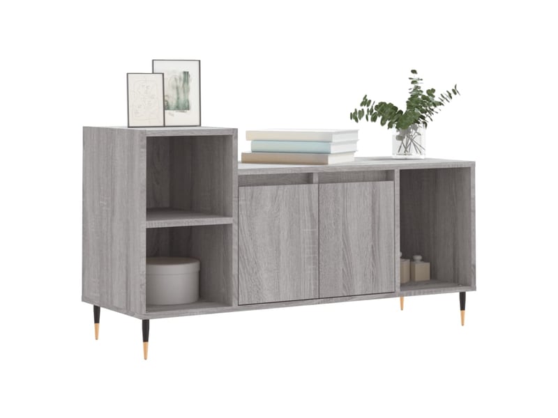  Meuble tv - banc tv - meuble de rangement sonoma gris 100x35x55 cm bois d'ingénierie  - Conforama C