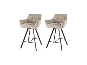 Lot 2 chaises de bar pivotantes tissu bouclette sable et bronze -jordi