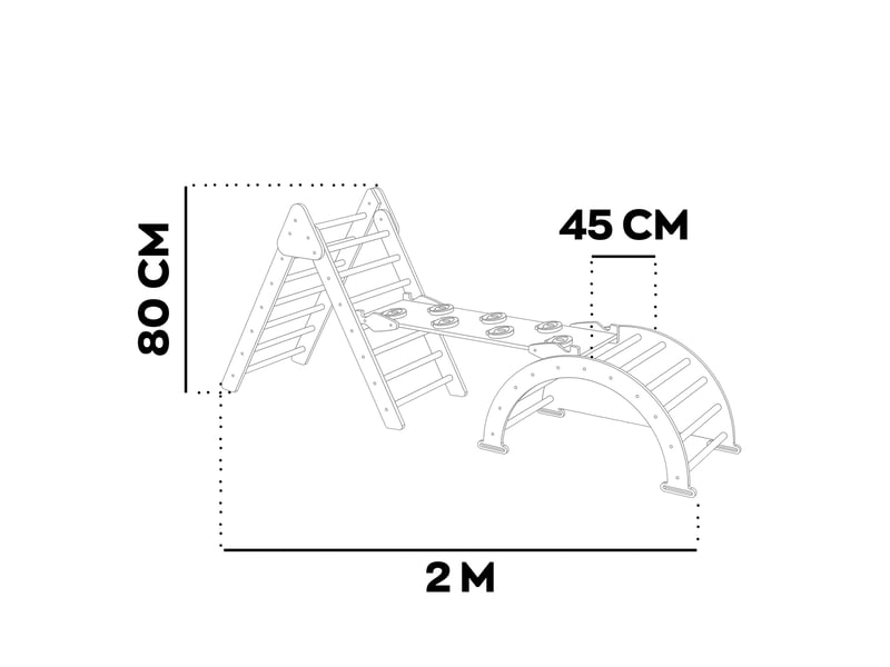  Bambam - arche d'escalade montessori triangulaire 200x80x45 cm avec coussin en bois massif pour enfants de 1 à 3 ans  - Conforama C