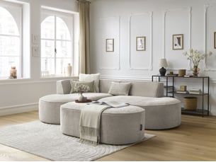 Canapé d'angle gauche fixe BOBOCHIC ROUSSEAU 5 places Tissu Beige