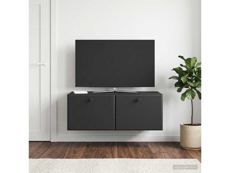  Meuble tv - banc tv - meuble de rangement mural 78,5 x 41 x 30 cm noir bois d'ingénierie  - Conforama B