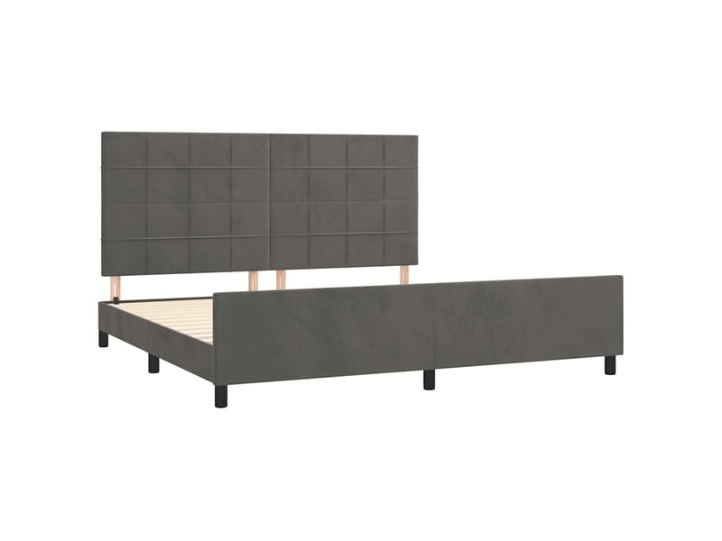 Lit double- lit adulte - cadre de lit sans matelas gris foncé 200x200 cm velours - Conforama C