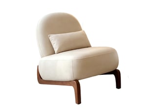 Fauteuil de lecture sans accoudoirs en simili-cuir, pieds en bois massif