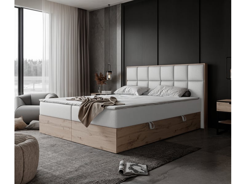  Lit adulte lavio ii - 120x200 cm - matelas ressorts + surmatelas - coffre de rangement - éco-cuir résistant blanc LAVIO II - Conforama B
