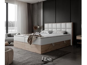 Lit coffre 120x200cm <strong>IDOHOME</strong> <strong>LAVIO II</strong> coloris blanc