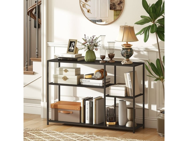  Table console 110x30x75 cm design industriel métal noir  - Conforama B