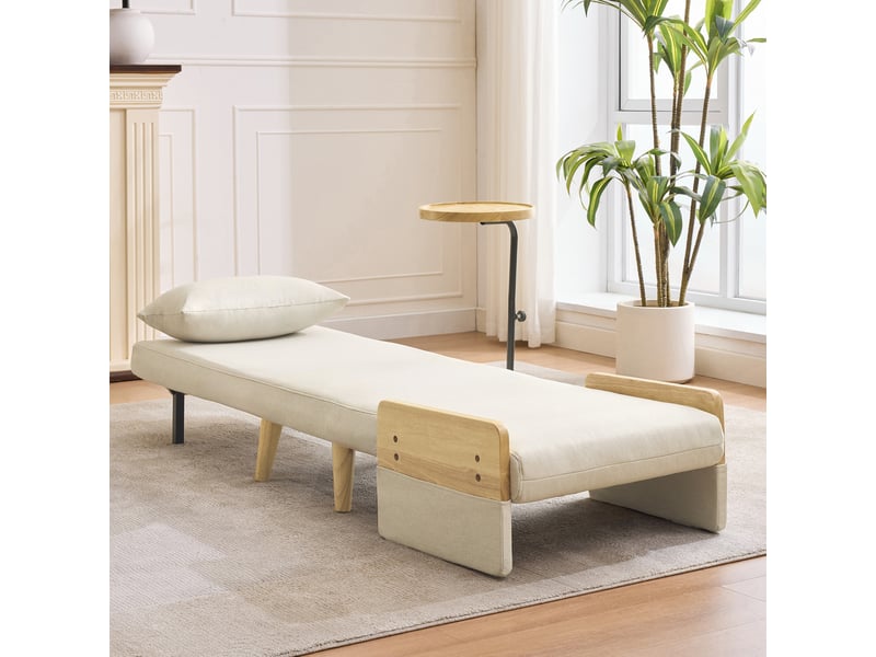 Fauteuil convertible modenvie 3-en-1 avec tablette pivotante, dossier réglable 74,5 x 66 x 88 cm beige  - Conforama E