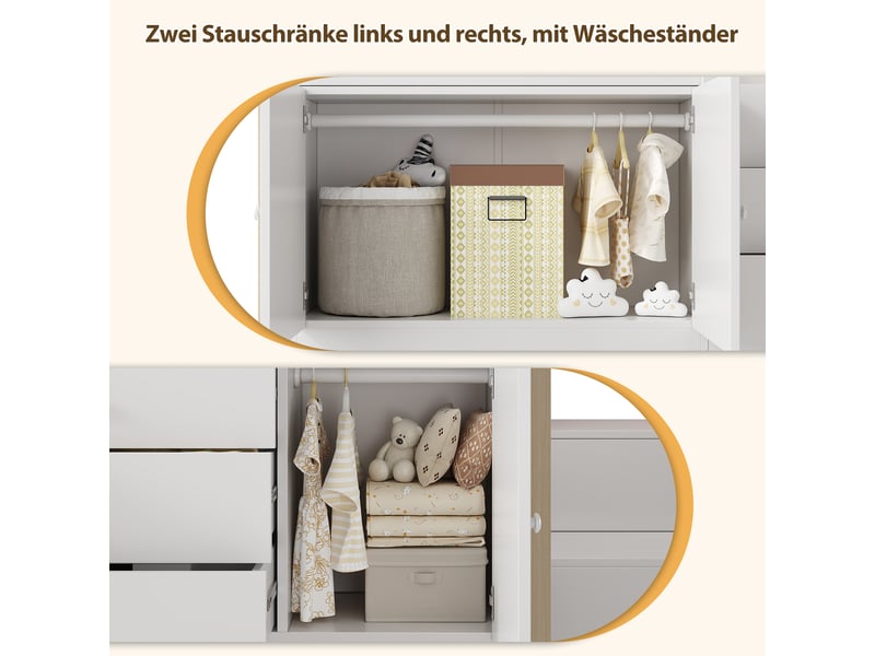 Lit mezzanine enfant 90×200 cm escalier, tiroirs, 2 placards et penderie - sans matelas, mdf - blanc  - Conforama E
