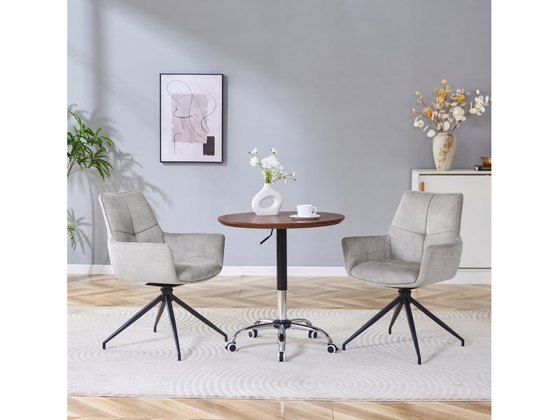  Lot de 2 chaise rotative 360°, chaise de salle à manger avec dossier large, accoudoirs enveloppants, gris+noir, métal  - Conforama B